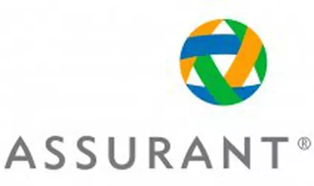 A logo for assurant with a blue green and orange circle