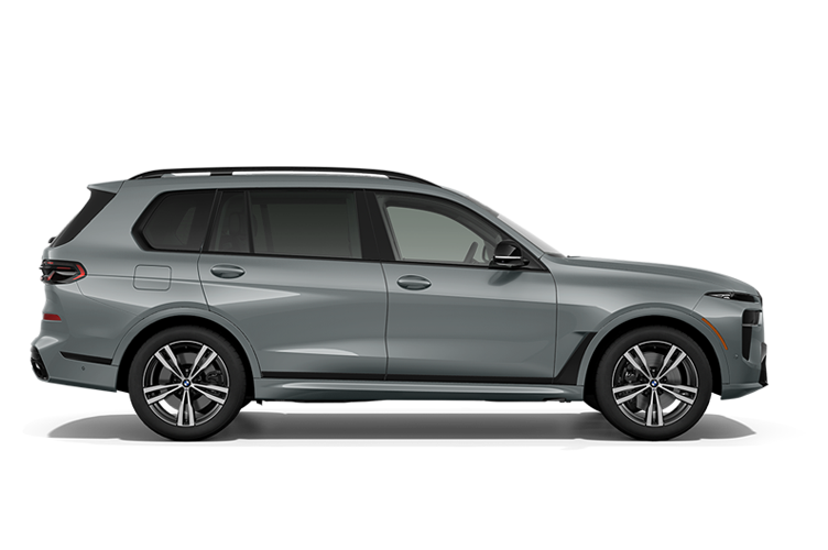 Silver SUV in side view on a white background