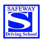 Safeway Driving School logo with a blue “S” and blue text on a white background