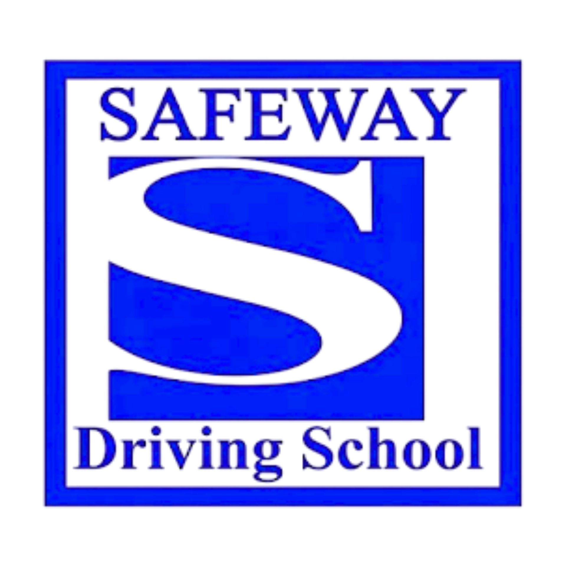Safeway Driving School logo with a blue “S” and blue text on a white background