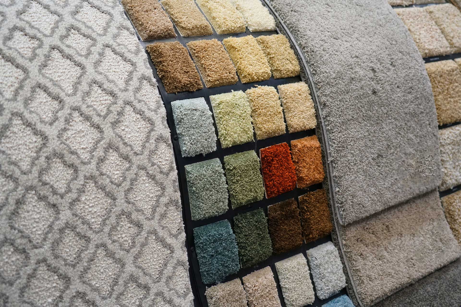 There are many different types of carpets on display.