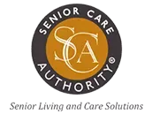 Senior Care Authority logo with gold circular emblem and tagline 
