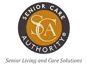 Senior Care Authority logo with gold circular emblem and tagline 