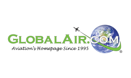 GlobalAir.com logo with green text, airplane silhouette, and globe icon