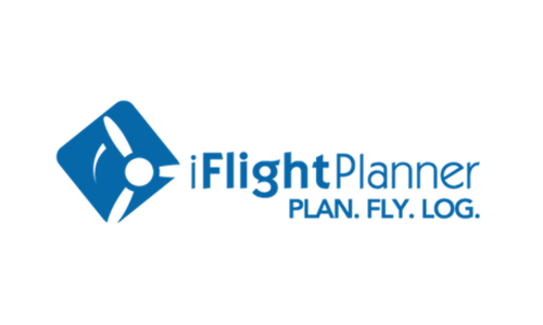 IFlightPlanner logo in blue with stylized airplane icon and tagline “PLAN. FLY. LOG.”