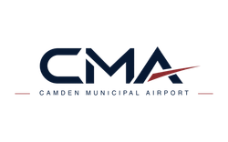 Logo for Camden Municipal Airport featuring a blue 