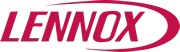 A red and white logo for lennox on a white background.