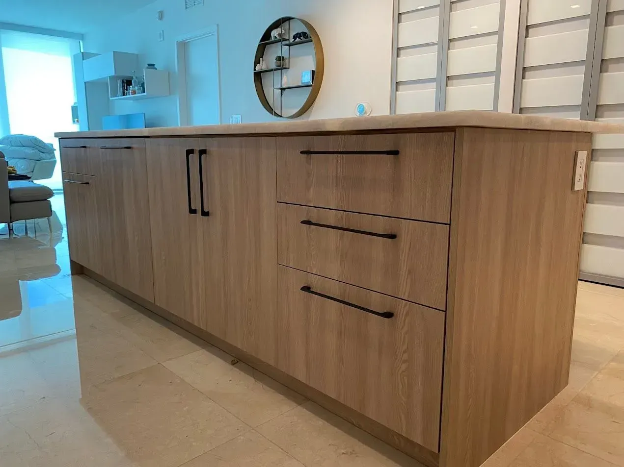 Kitchen Island finished in light wood | Brickell Key, FL