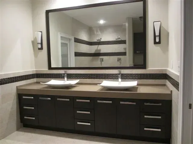 Contemporary bathroom vanity with large mirror | Hollywood, FL