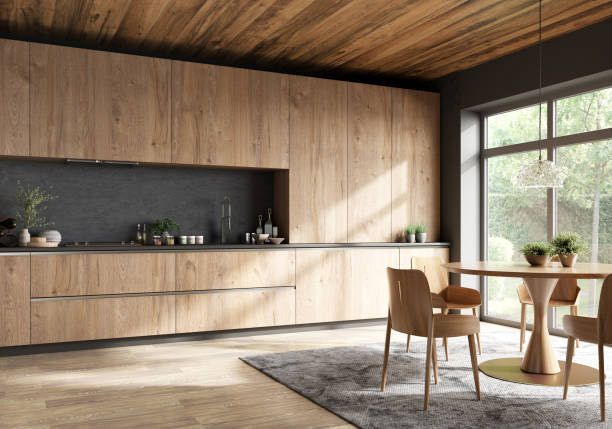 A kitchen with stainless steel appliances and a large window