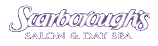 Scarborough’s Salon & Day Spa logo in purple script on a white background