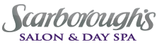 Scarborough’s Salon & Day Spa logo in gray and purple text