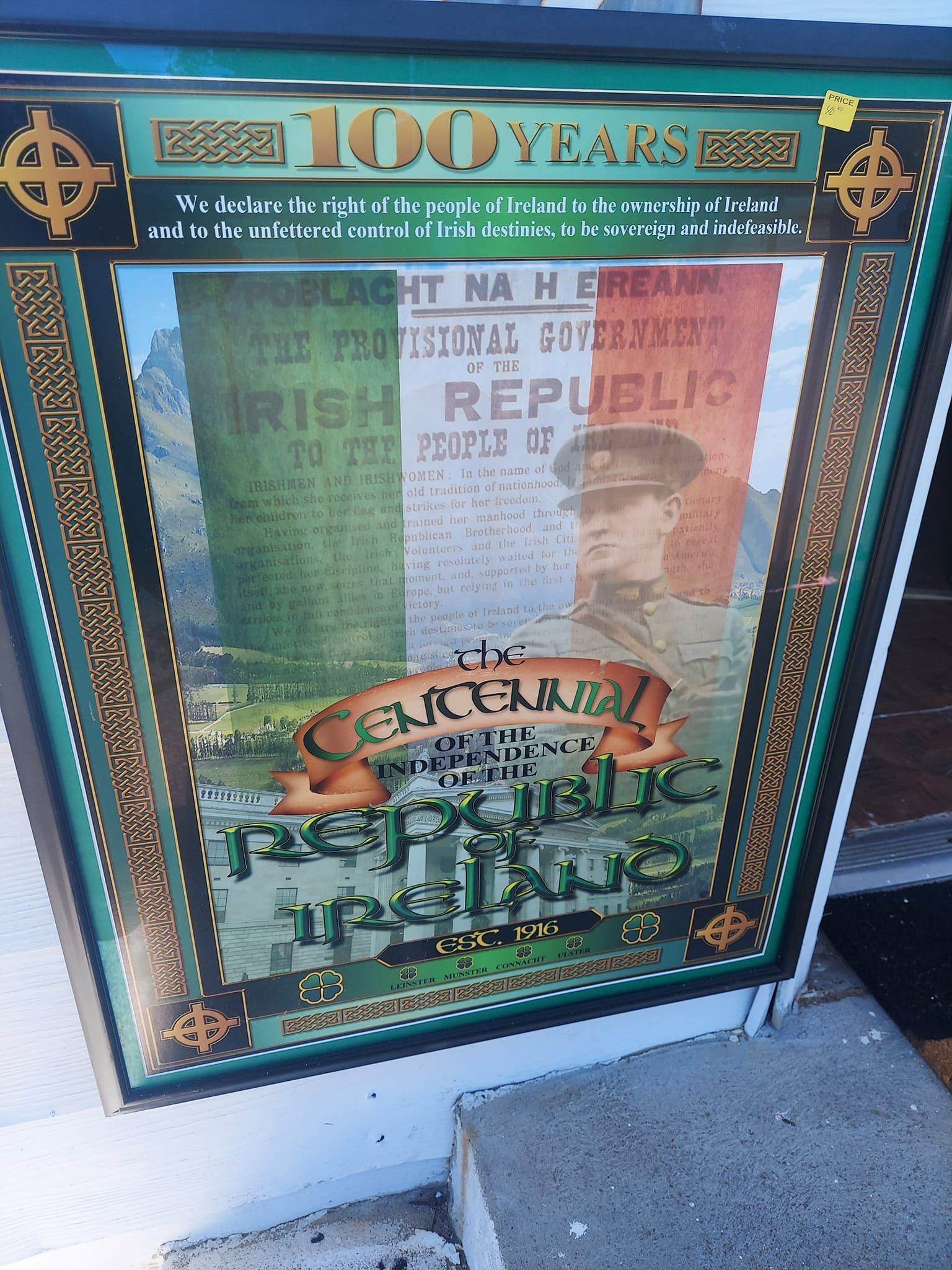 A framed poster for 100 years of the republic of ireland