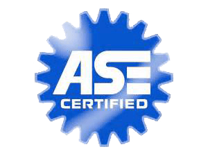 Blue ASE Certified logo within a gear shape.