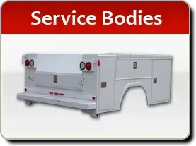 White service body on a truck with red