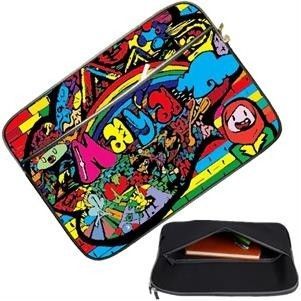 A laptop case with a colorful design on it