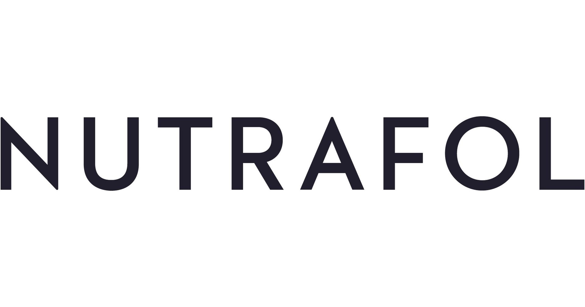 The logo for nutrafol is black and white on a white background.