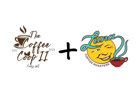 A cup of coffee and a logo for the coffee coop