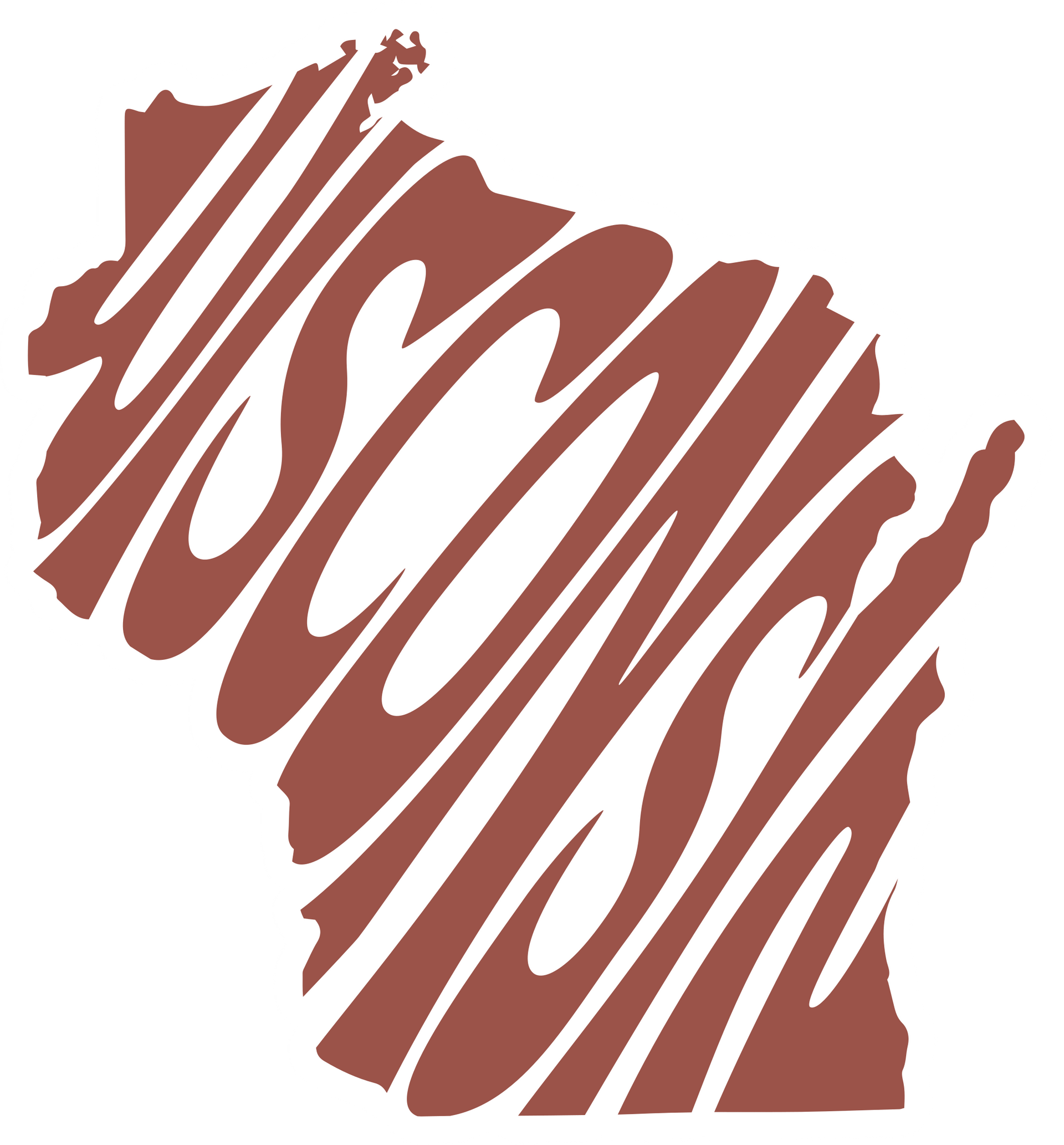 A map of wisconsin with the word wisconsin written on it