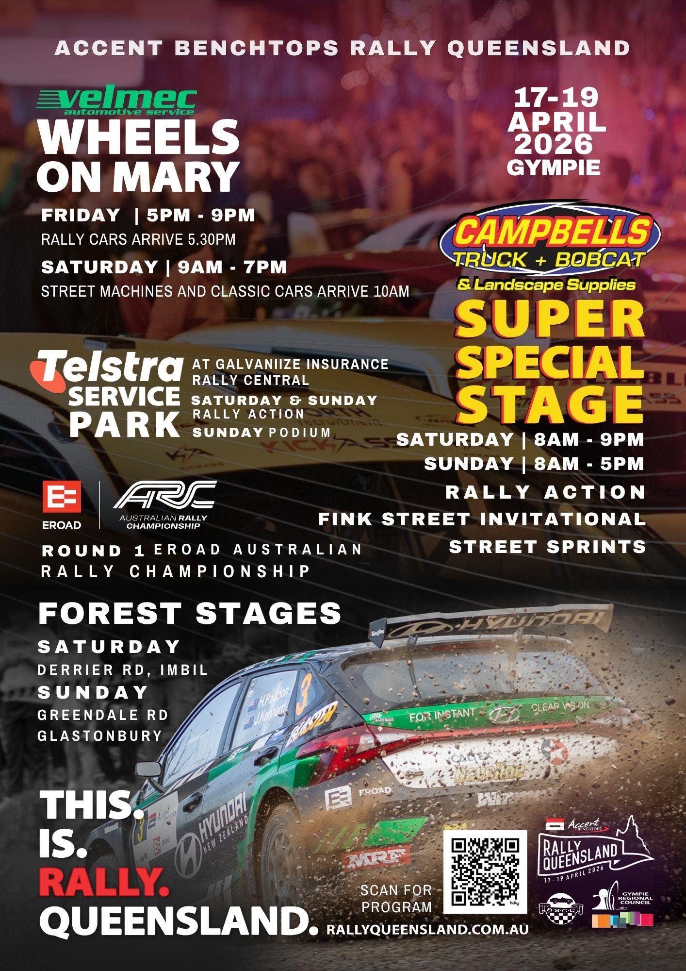 Event Poster for the 2026 Accent Benchtops Rally Queensland — Campbell's Truck and Bobcat and Landscape Supplies In Gympie, QLD