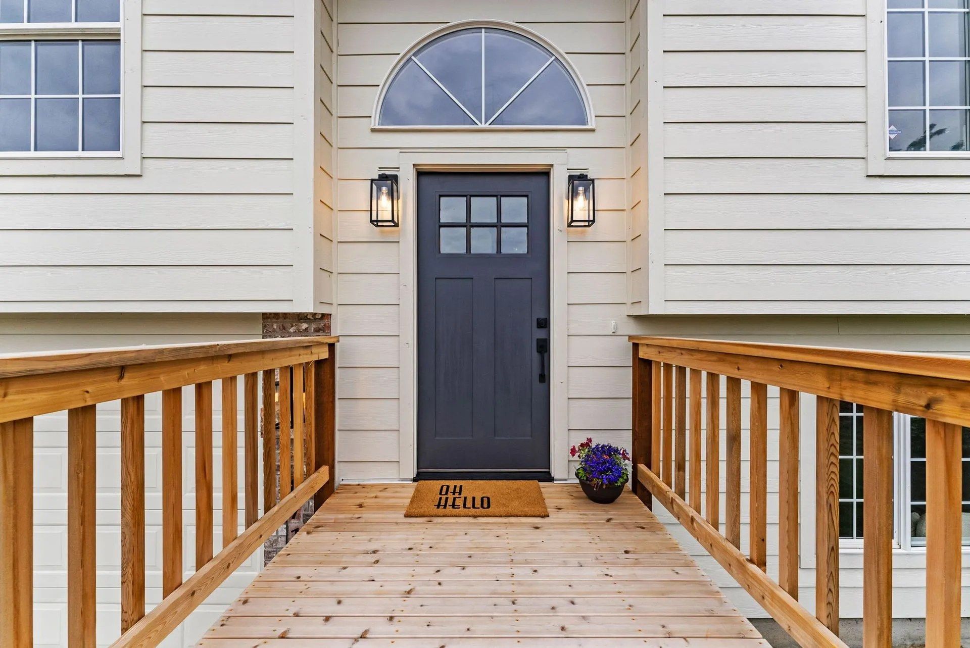 A black door with the number 32 on it