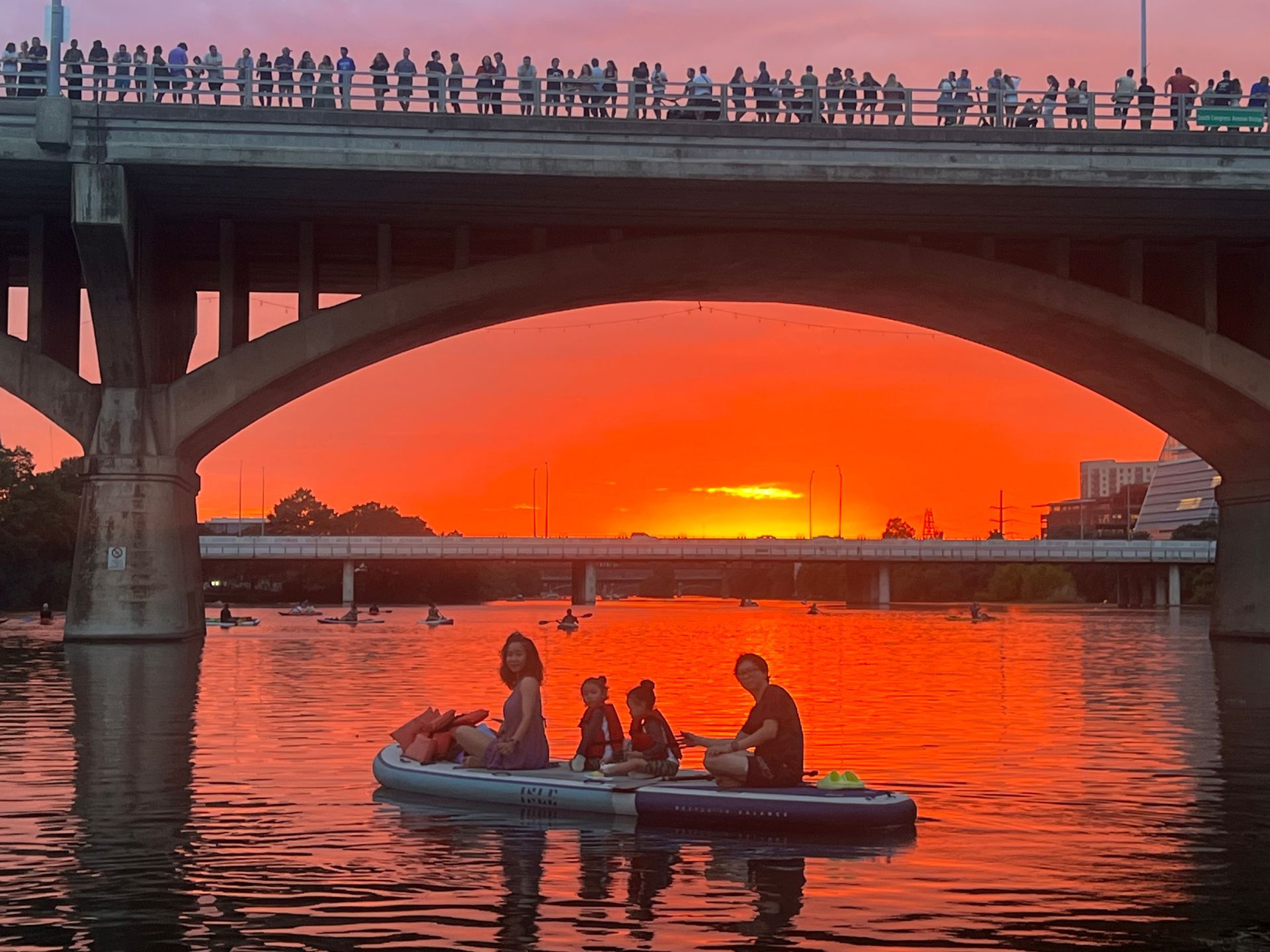Sunset Silhouette of the congress bridge in Downtown Austin Texas
