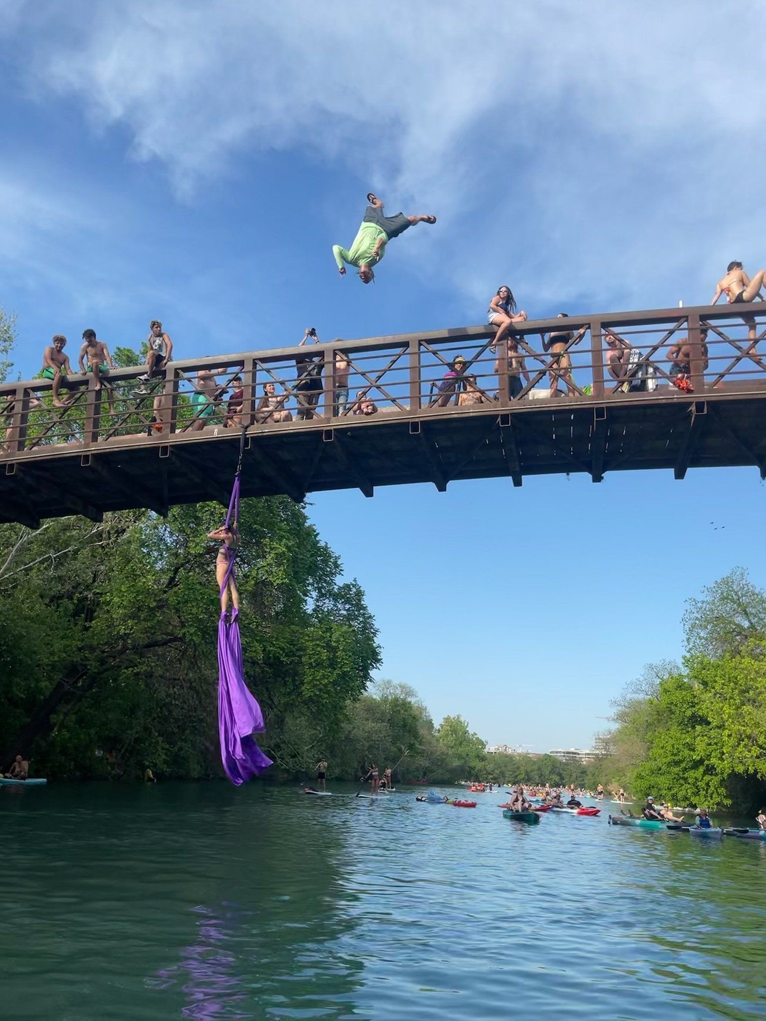 Jumping off the Barton Springs bridge