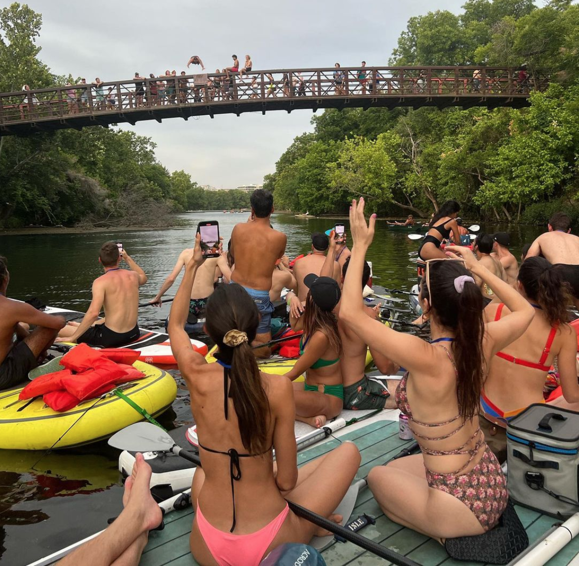 giant paddle board tour at barton springs bridge