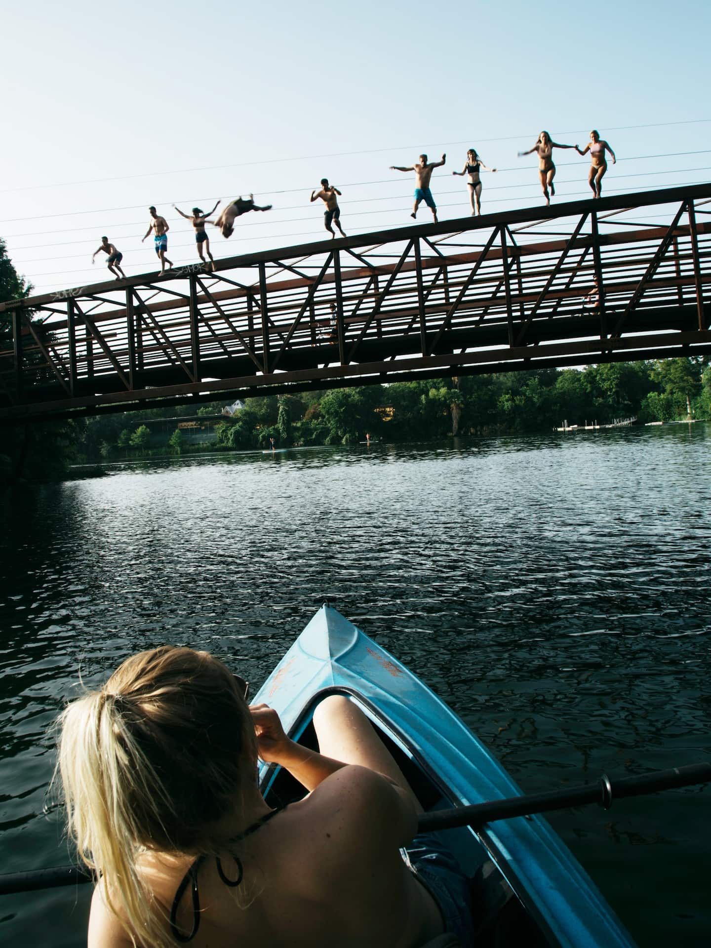Jumping off the Barton Springs bridge