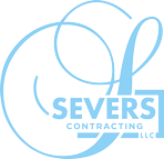 Light blue Severs Contracting LLC logo with stylized letter C and modern text.