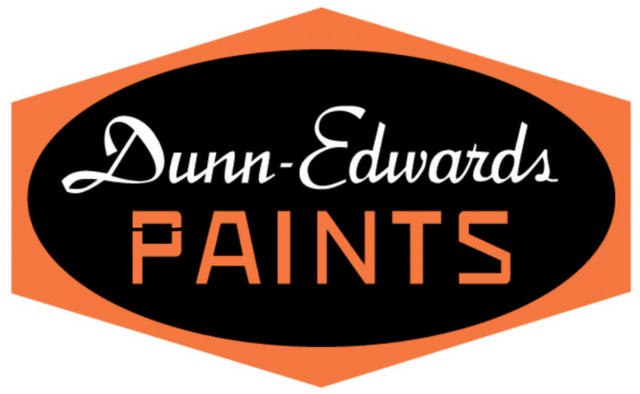 The dunn-edwards paints logo is black and orange