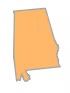 Map of Alabama, light orange with a gray outline.