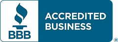 BBB Accredited Business logo, a blue torch and 