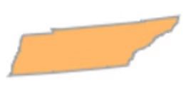 Map of Tennessee, colored orange, with a gray outline.