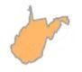 Map of West Virginia, colored orange with a gray border.