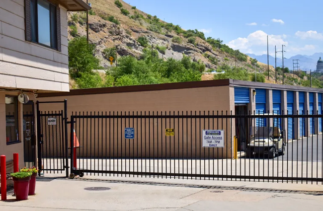 The front gate at STOR-N-LOCK Self Storage in Salt Lake City, Utah