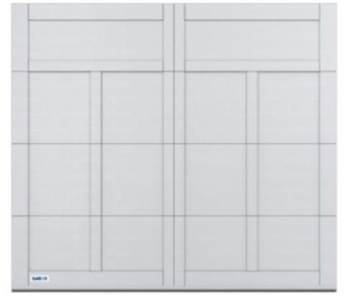 Un mur de carreaux blancs avec un motif en grille