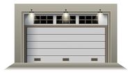 Une illustration d'une porte de garage avec des lumières dessus
