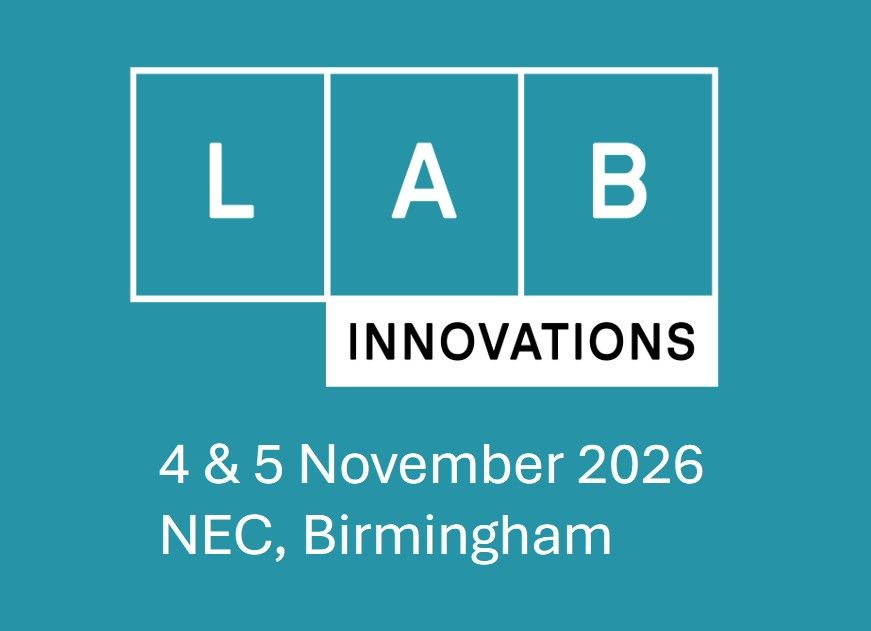 Lab Innovations logo in white on turquoise background, with 2026 show dates.