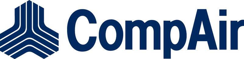 Blue CompAir logo on white background