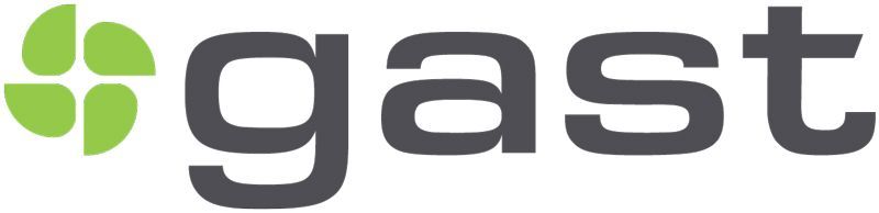 Gast logo with a green and white floral design and the word