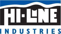 Logo for Hi-Line Industries: white block letters,