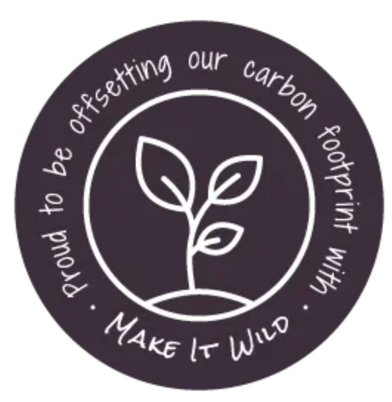 A logo that says proud to be offsetting our carbon footprint with make it wild