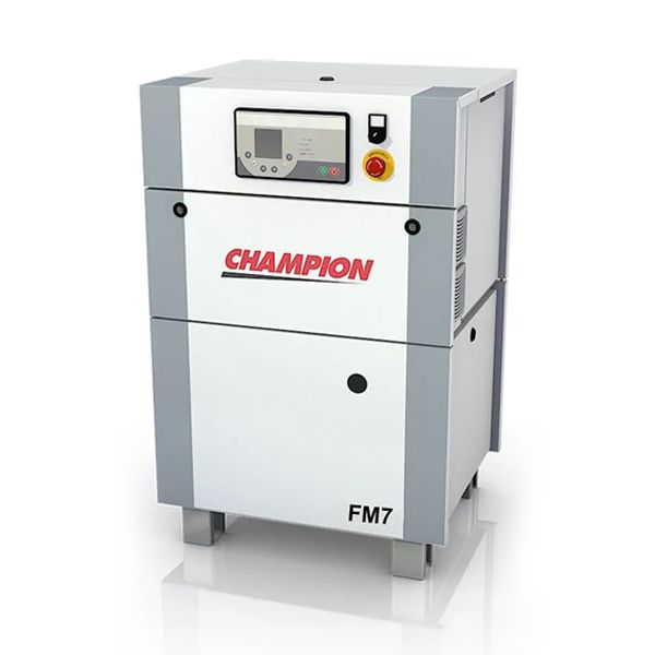 Gray Champion FM7 industrial machine with control panel and red emergency stop button