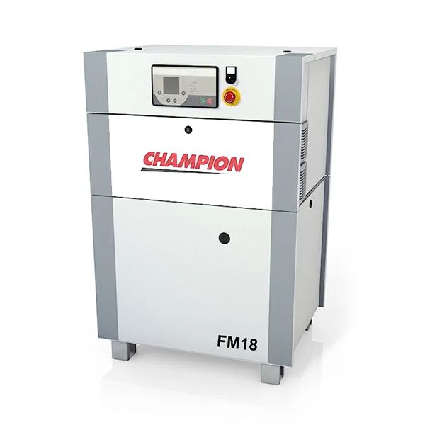 Gray Champion FM18 industrial machine with control panel and red logo on front