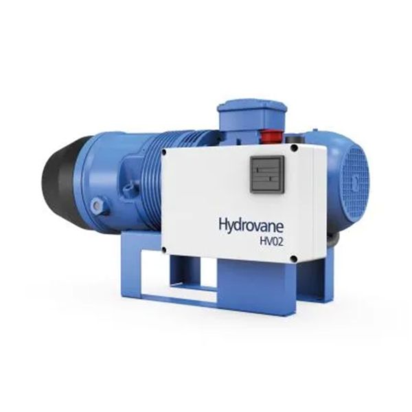 Blue Hydrovane HV02 industrial compressor on a white background