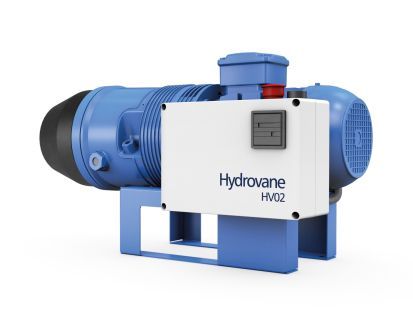 A blue air compressor is sitting on a white surface.