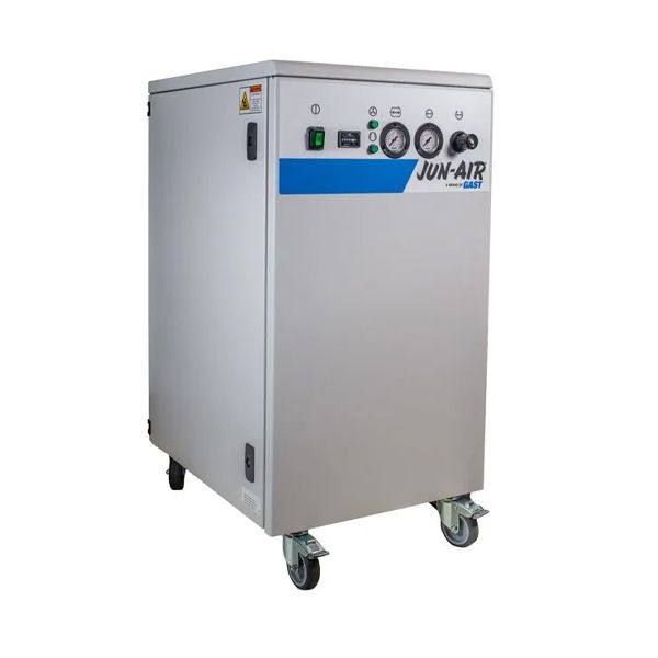 White JON-AIR industrial cabinet on casters with gauges and controls