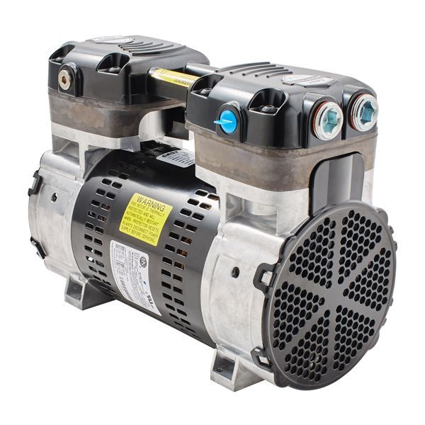 Jun-Air air compressor with a black motor and aluminum body.