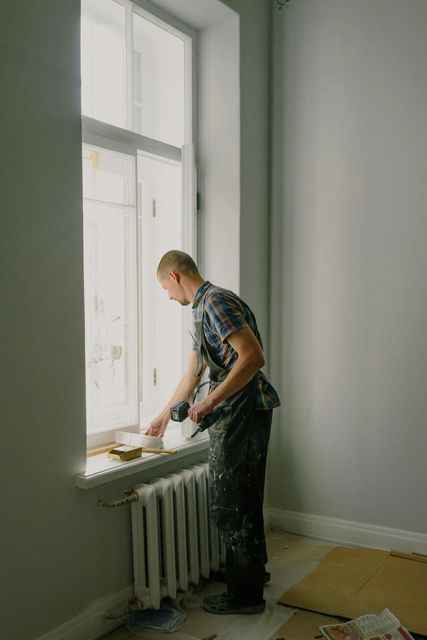 Freshly painted interior walls highlighted by natural window light